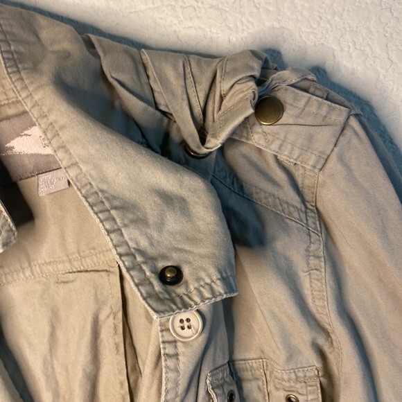 Love 21 cargo moto utility button up Pockets buckles hoodie long sleeve jacket - Picture 4 of 11